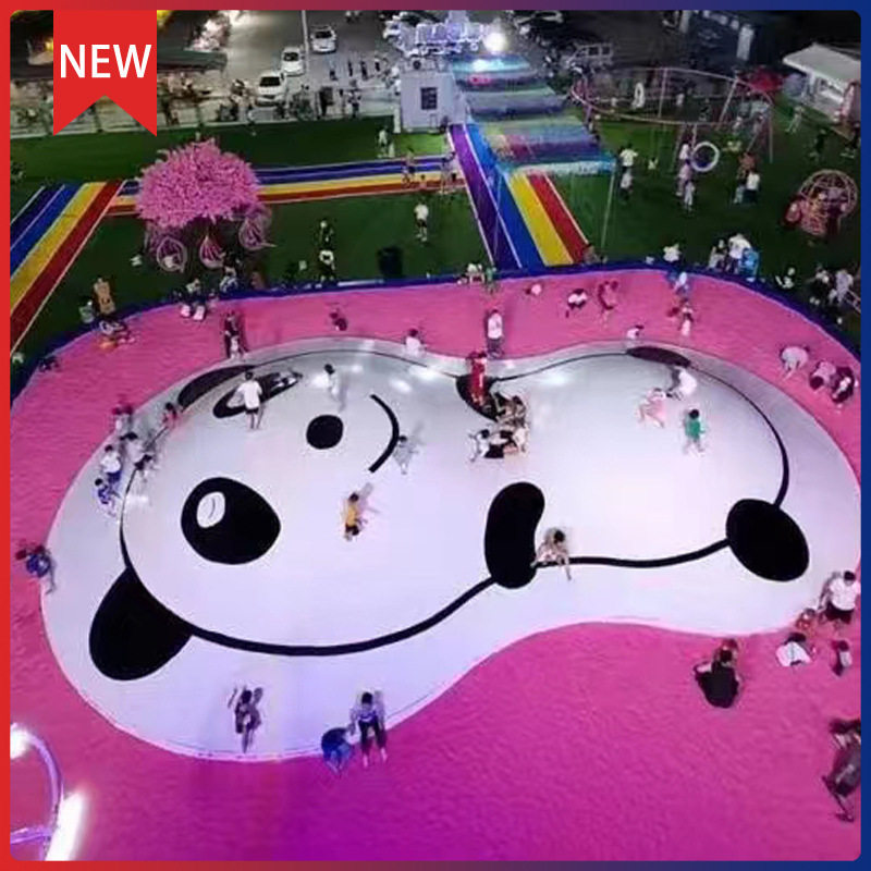 新款网红熊猫充气蹦蹦云户外景区乐园儿童跳跳云蹦床游乐设备厂家