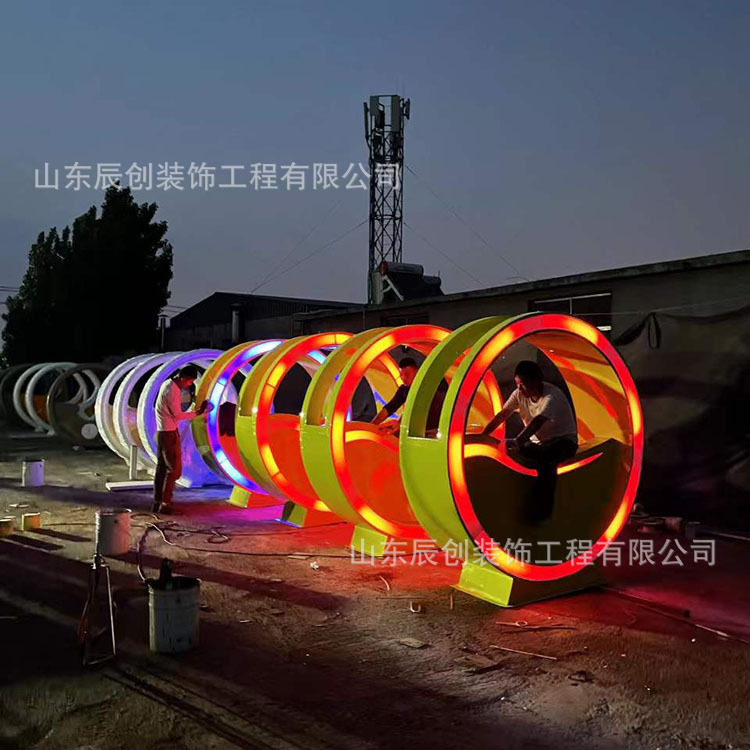 景区公园儿童互动游乐骑行发电灯光单车设备景区无动力游乐道具厂