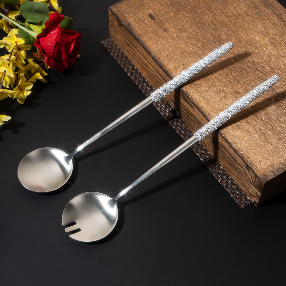 家用304不锈钢叉勺镶钻手柄餐具高档勺子叉子沙拉分餐勺叉汤勺,家庭/个人清洁工具,厨卫防水贴/条,淘宝优惠券,粉丝福利购,淘宝优惠卷