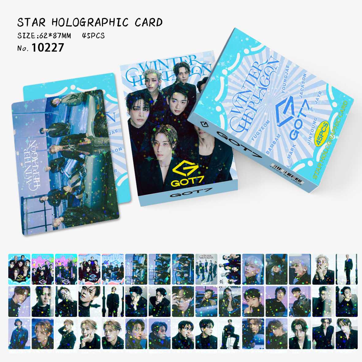 现货45张满天星小卡GOT7新款周边明星照片卡王嘉尔贺卡双面LOMO卡