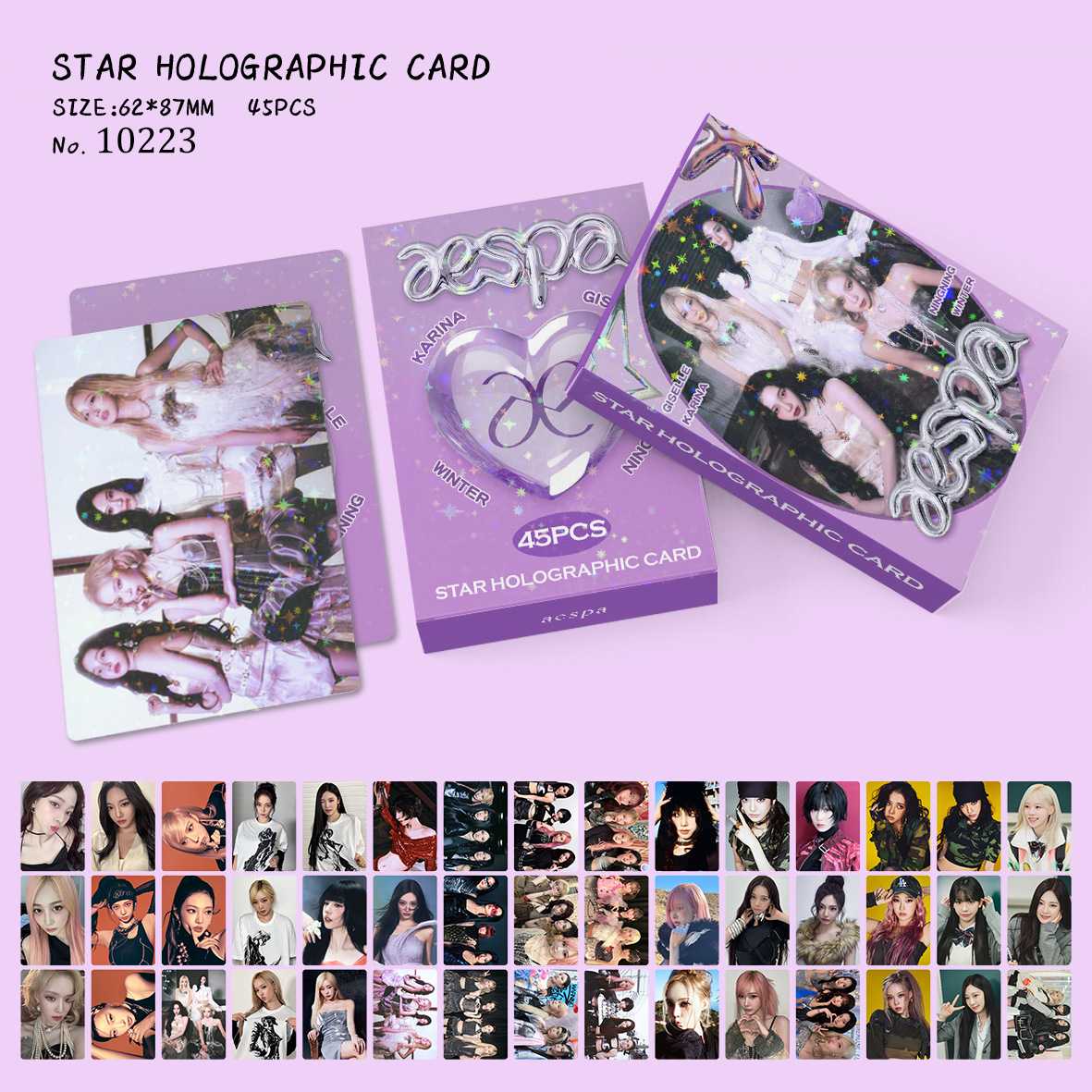 新款45张满天星小卡AESPA专辑ins粉丝照片卡偶像贺卡双面LOMO卡片