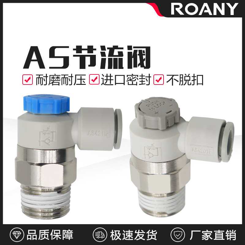 气动可调接头AS1201F-M5-04A节流阀气缸AS2201F调速02-06SA速度控