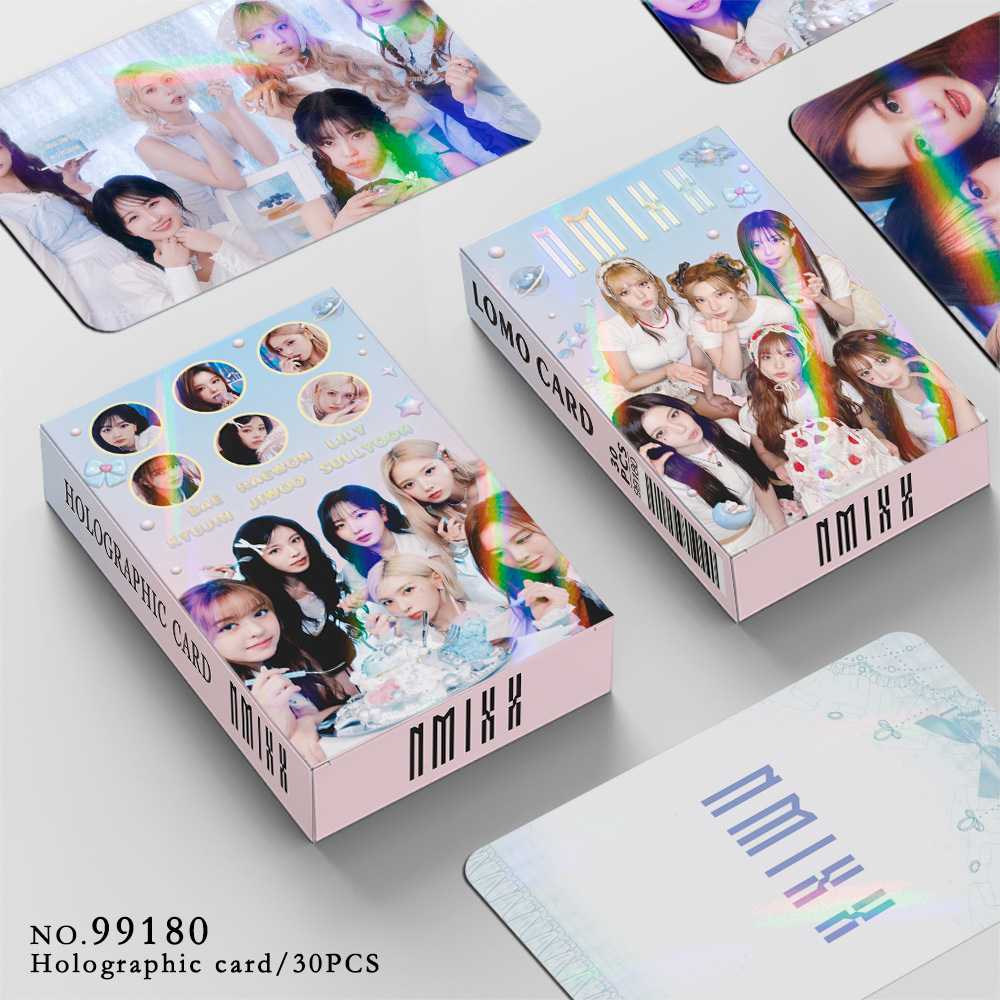 新款30张镭射卡NMIXX女团应援小卡明星写真照片卡双面LOMO闪卡ins
