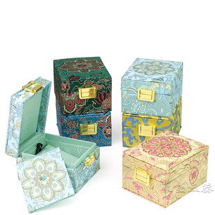 中国风刺绣绸缎锦l盒珠宝首饰收纳盒首饰收纳包装盒送人高档礼品