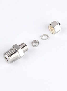 316L不锈钢直通NPT1/4 1/8外螺纹转卡套 G转接头 变径MC4 6 8 10m