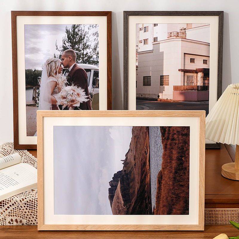 定做实木相框挂墙4开8k简约A4 36寸24aL3装裱画框外框定制任意尺
