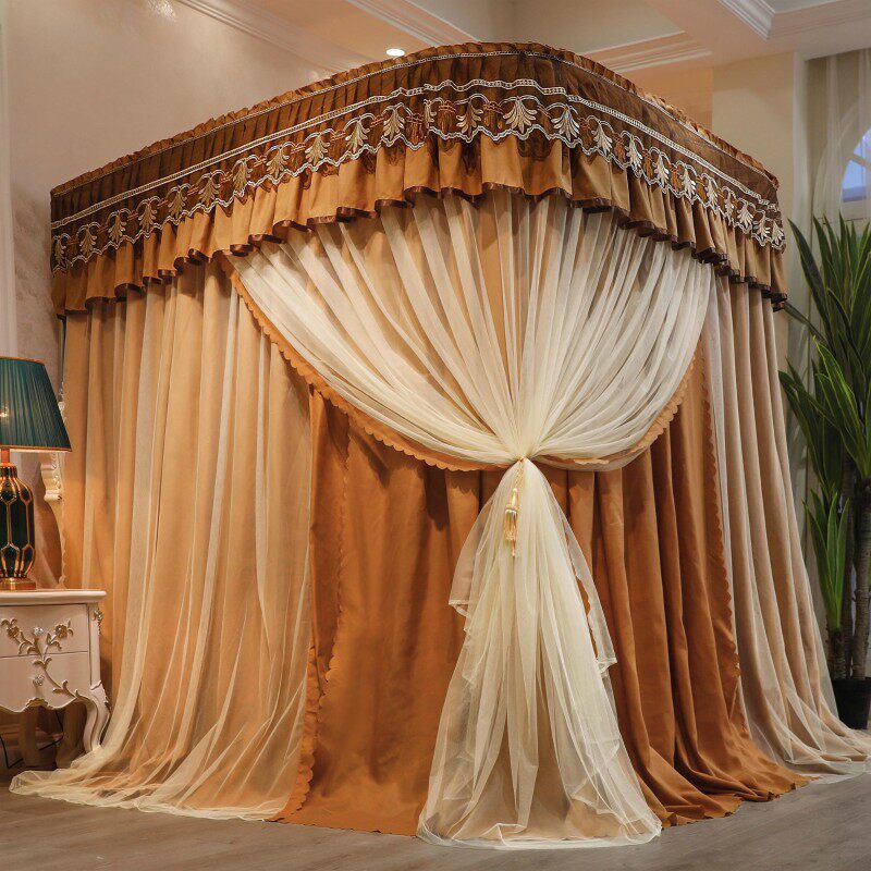 加厚U型导轨遮光防尘滑轮轨道支架床帘1.5m1.8米2.V0米帐家用蚊帐