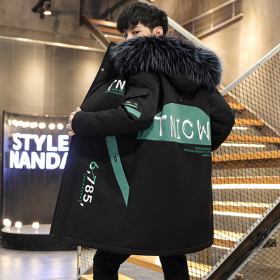 冬装棉衣外套13大童12岁男孩初中B学生14加绒棉服中长款16青少年