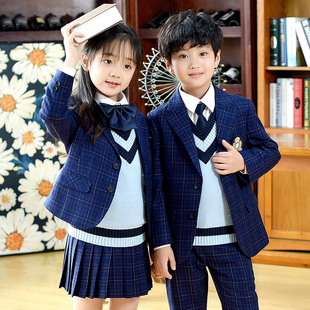 小学N生校服套装 西装 儿童装 班服春秋冬季 幼儿园园 格子英伦风韩版