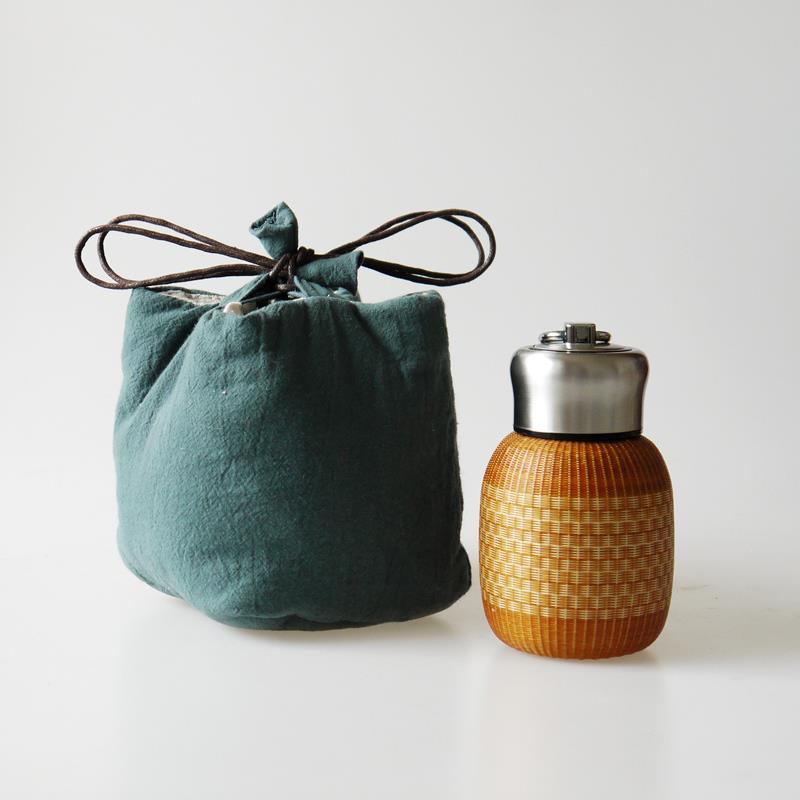 竹丝扣瓷茶具瓷胎竹编保温杯便携水壶30K4不锈钢水杯特色手工茶杯