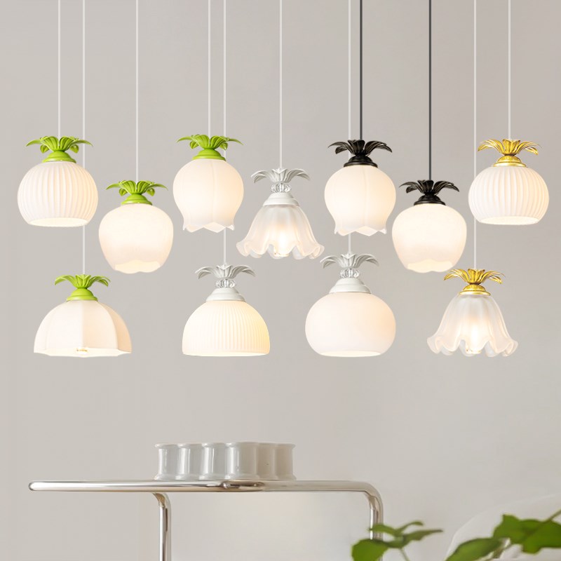 新款奶油风法式卧室床头吊t灯入户走廊过道玄关阳台单个吊线小吊