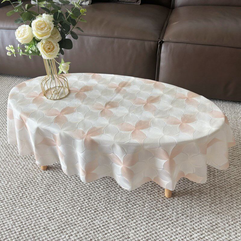 鹅卵石形小茶几桌布防水防烫免洗PVC圆J形茶几垫塑料餐桌台布欧式
