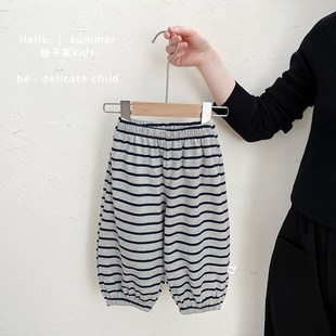 韩版 条纹防蚊裤 男童夏季 新款 婴儿休闲宽松灯笼 宝z宝薄款 百搭长裤