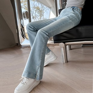 牛仔 女童裤 子春装 2025新款 6洋气7微喇8开叉9M弹力喇叭儿童春夏季