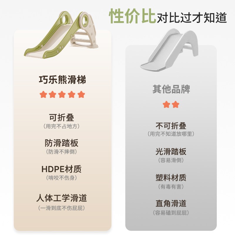 儿童滑滑梯室内家用小型宝宝滑梯可折叠J多功能小孩玩具家庭游乐