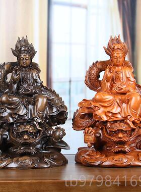 正品降龙观音佛像摆件彷实木雕观世菩萨水家 居家用客厅音供奉风