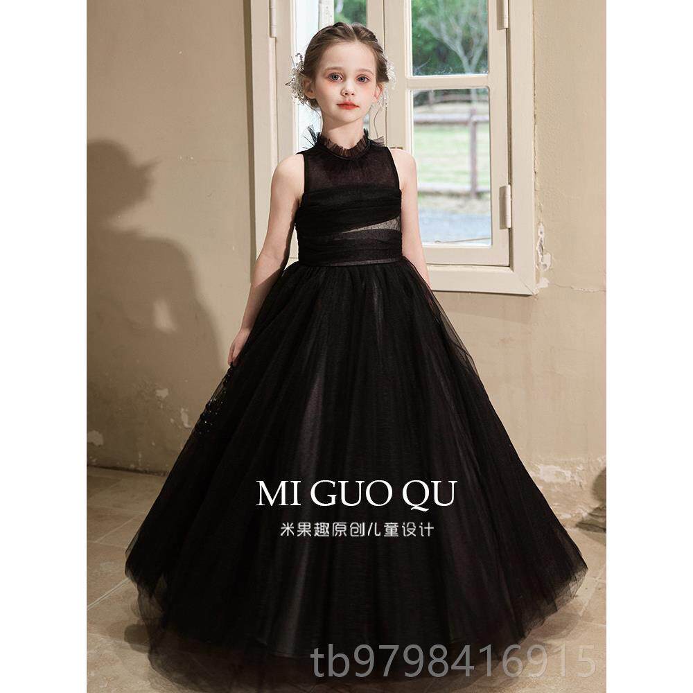 正品女孩晚礼服黑色优雅的公主裙可t访问的豪华小众短裙裙童主持