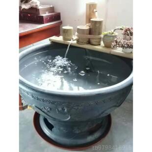 正品老北京莲花鱼盆澄江盆泥瓦鱼缸瓦缸瓦加盆纯手工金精鱼湿器特