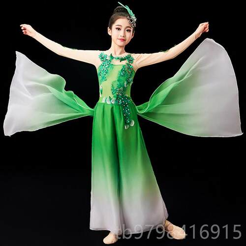 正品儿童古典典舞表演服装雅的茉莉花形舞服装女孩扇表蹈演民族舞