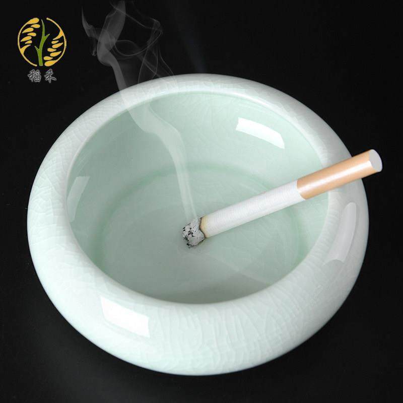 汝窑陶瓷烟灰缸青瓷中式简约禅意家居茶桌茶几桌面办公室客厅家用,家居饰品,装饰烟灰缸,淘宝优惠券,粉丝福利购,淘宝优惠卷