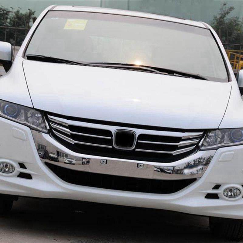 适用09-14款奥德赛改装RB3中网前保险杠电镀条换件装饰条前杠亮条