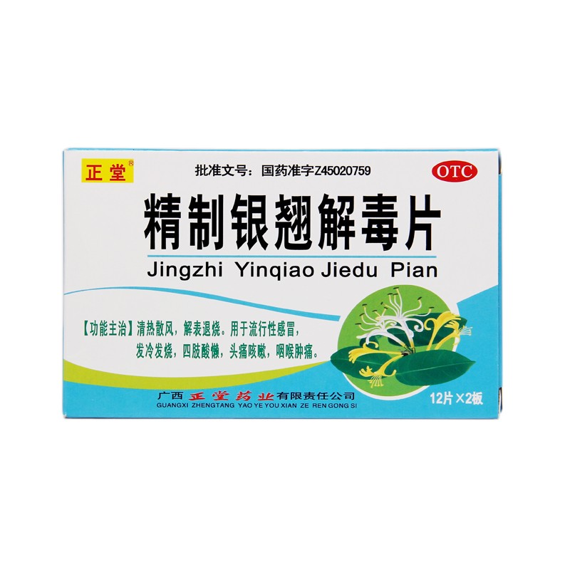 正堂精制银翘解毒片24片成人儿童清热散风解表退烧头痛咳嗽