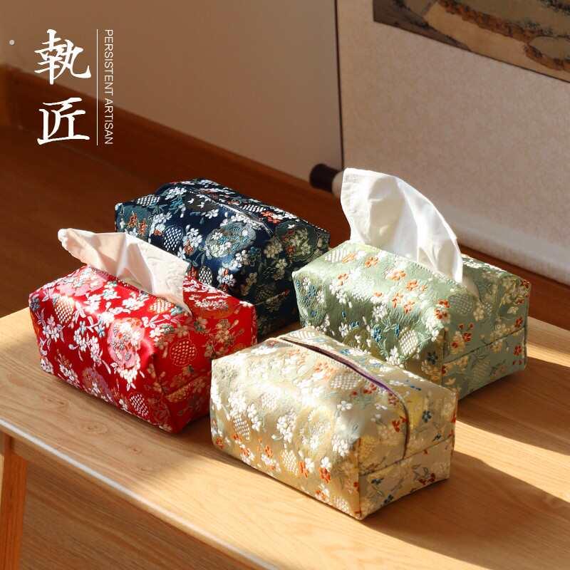布艺纸巾盒家用客厅创意抽纸盒餐巾纸盒卫生间复古长方形车载汽车