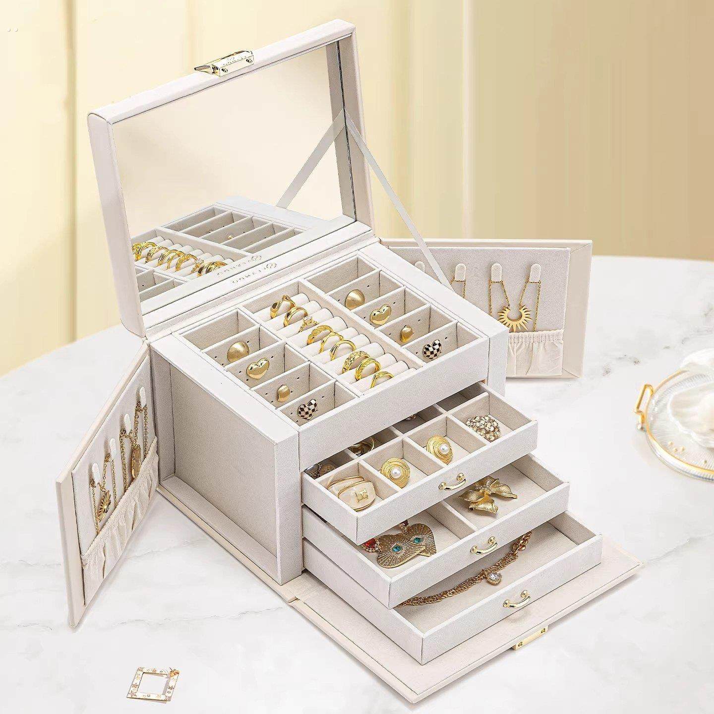 新年礼物精致高档多层抽屉式首饰盒大容量珠宝收纳盒带锁饰品盒,收纳整理,首饰盒,淘宝优惠券,粉丝福利购,淘宝优惠卷