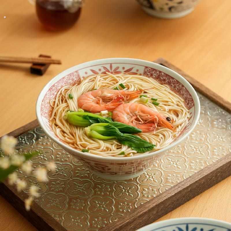肆月碗家用泡面陶瓷可微波釉下彩汤面碗条拉新款斗笠大碗个人专用