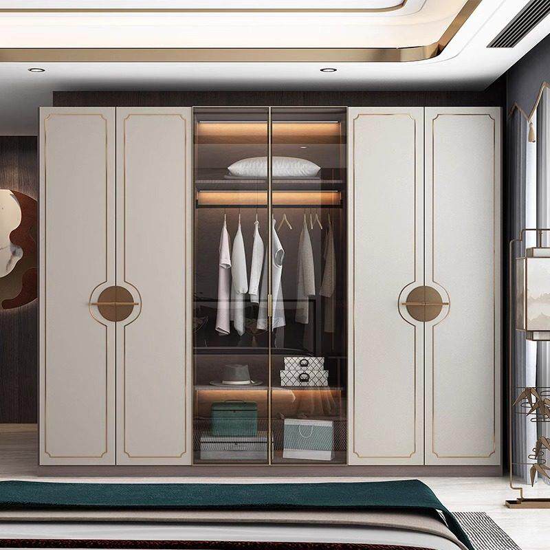 新中式衣柜现代简约玻璃门到顶实木柜子全屋整体定制新款定制工厂