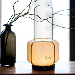 宋代美学中式复古台灯禅意茶室书房卧室床头灯国风氛围充电手提灯