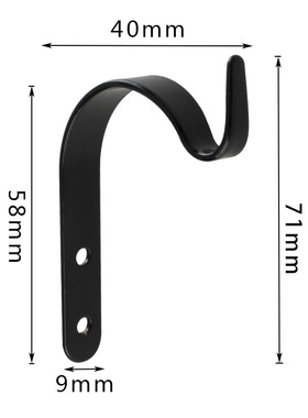 精茂B381新中式家装金属J型黑色71mm铁艺挂钩画花篮衣钩配件