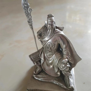 白铜立刀关公摆件工艺品客厅商铺铜武财神关公像供奉神像唐腾铜器