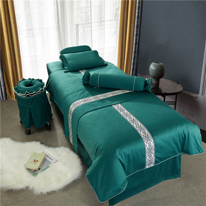 CB@新款纯色水洗棉美容床罩四件套-花边荷兰尼五件套多件套