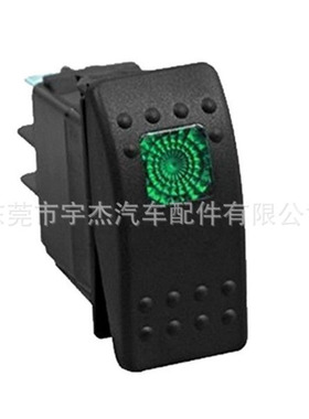 防水12V 20A 汽车船舶带绿色LED指示灯4P 翘板开关有Pin脚安全墙