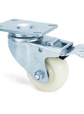 家具仪器设备活动移动活动脚轮 万向双刹车白尼龙脚轮 3寸万向轮