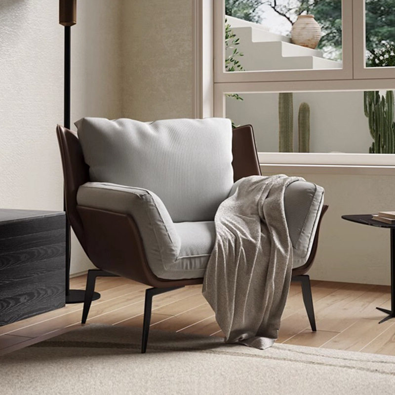 意式极简单人沙发椅设计师布艺真皮现代简约休闲椅客厅民宿洽谈椅,住宅家具,沙发椅,淘宝优惠券,粉丝福利购,淘宝优惠卷