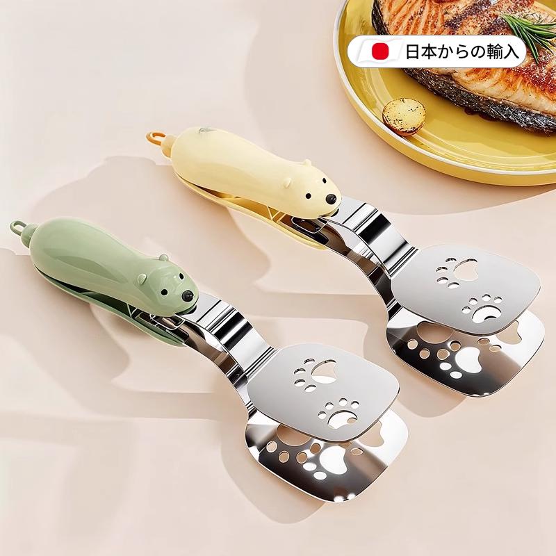 日本煎鱼铲夹牛排披萨厨房煎铲不锈钢炸鱼神器翻鱼铲子夹子二合一