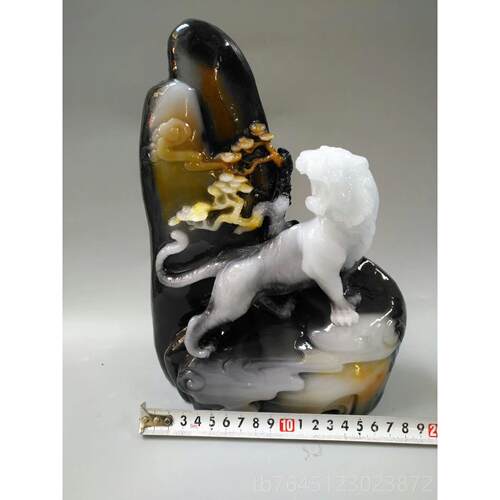 高档虎啸山林 古工艺品摆件 复古怀旧天独然山蓉玉原石芙石仿雕