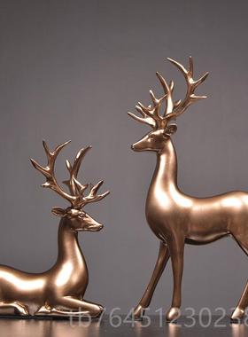 高档鹿办对美式摆件家居玄关室摆设简约现代客厅公酒柜电视一柜装