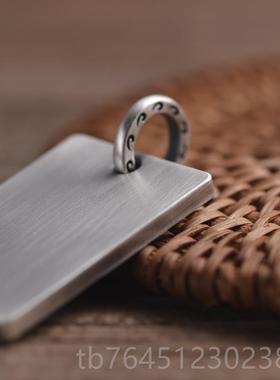 高档面无字牌吊坠男 999纯尊银项链 白平安牌军牌饰品刻字上男光