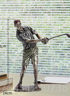 高档北现代艺运动摆件高尔夫人物模型欧轻奢老板公桌办室书房装饰