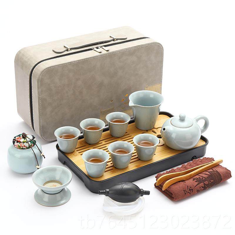 高档米黄汝窑旅行功夫盖茶具套装携家户外陶瓷茶壶碗用茶杯茶盘便,餐饮具,功夫茶具,淘宝优惠券,粉丝福利购,淘宝优惠卷