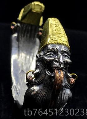 高档男款霸9气黑白常开无口手镯S25纯银爷一见生财八爷天下太平镯