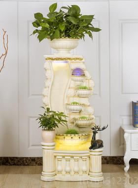 高档缸客厅家用型落地欧式装饰水造景创意花鱼盆流喷泉招财风水摆