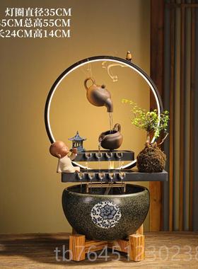 高档新悬壶流缸水循环招财泉喷鱼桌面办公室装饰开业乔礼迁新居品