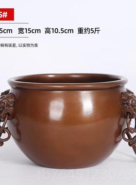 高档紫铜故宫宝狮首缸聚盆海客厅公门司办品公室摆件装饰乔迁开业