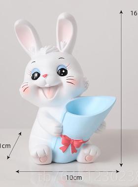 高档创意小兔玄子客厅酒柜件办公室桌面装饰不看不说手办玩摆偶关