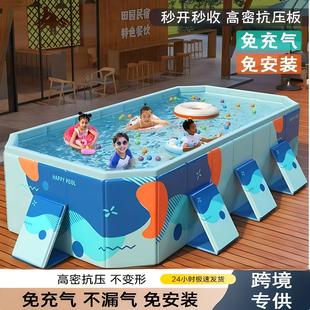 速发高货儿童家用游泳池免充气夹网支架水池户外宝宝戏水池可折叠