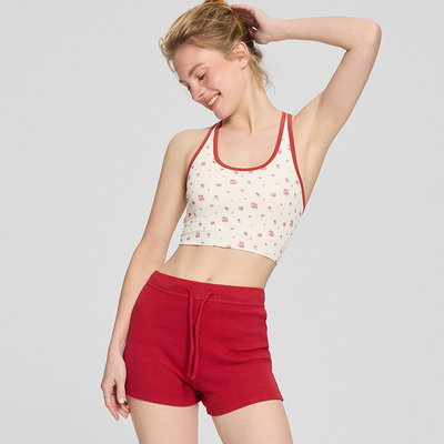 春夏新品瑜伽服女棉质运动短裤可调节腰头健身服